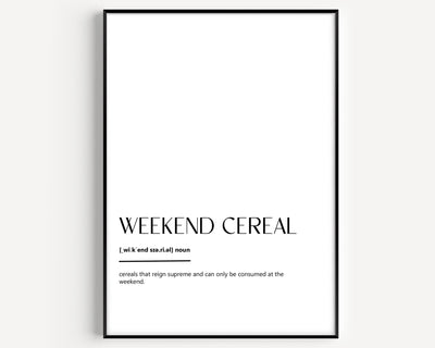 Weekend Cereal Definition Print - Magic Posters