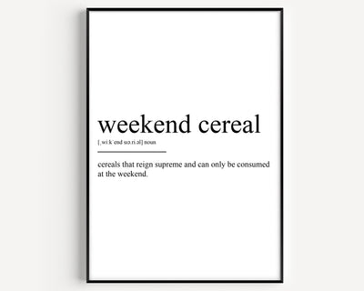 Weekend Cereal Definition Print - Magic Posters