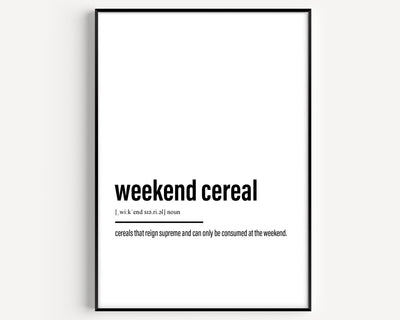 Weekend Cereal Definition Print - Magic Posters