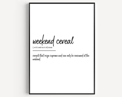 Weekend Cereal Definition Print - Magic Posters