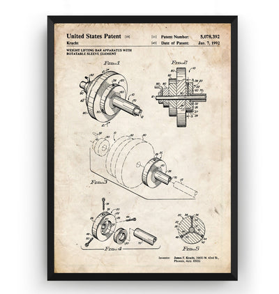 Weightlifting Bar 1992 Patent Print - Magic Posters