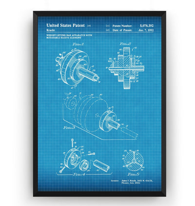 Weightlifting Bar 1992 Patent Print - Magic Posters