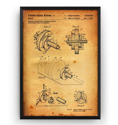 Weightlifting Bar 1992 Patent Print - Magic Posters