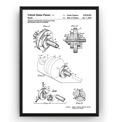 Weightlifting Bar 1992 Patent Print - Magic Posters