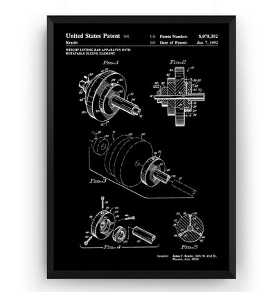 Weightlifting Bar 1992 Patent Print - Magic Posters