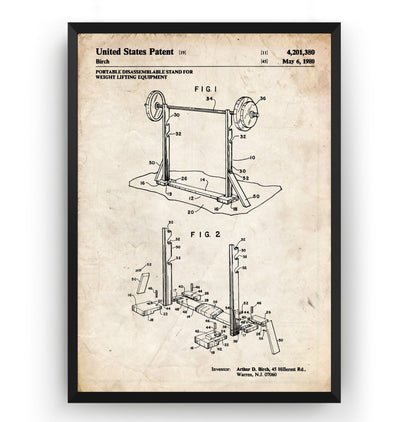 Weightlifting Equipment 1980 Patent Print - Magic Posters