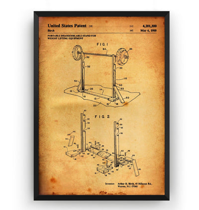 Weightlifting Equipment 1980 Patent Print - Magic Posters