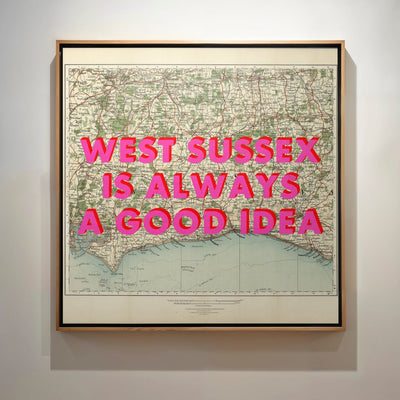West Sussex Retro Pop Art Map Print (Square) - Magic Posters