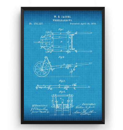 Wheelbarrow 1876 Patent Print - Magic Posters