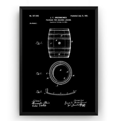 Whiskey Barrel 1901 Patent Print - Magic Posters