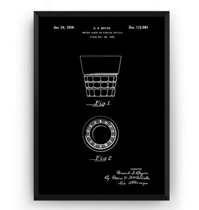 Whiskey Glass 1939 Patent Print - Magic Posters