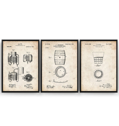 Whiskey Set Of 3 Patent Prints - Magic Posters