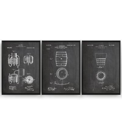 Whiskey Set Of 3 Patent Prints - Magic Posters