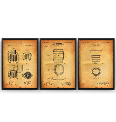 Whiskey Set Of 3 Patent Prints - Magic Posters