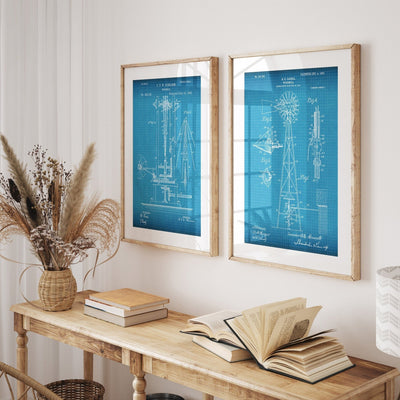 Windmill Set Of 2 Patent Prints - Magic Posters