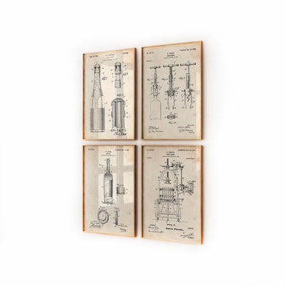 Wine And Champagne Set Of 4 Patent Prints - Magic Posters