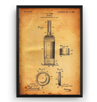 Wine Bottle 1906 Patent Print - Magic Posters