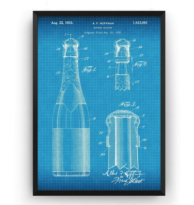 Wine or Champagne Bottle 1933 Patent Print - Magic Posters