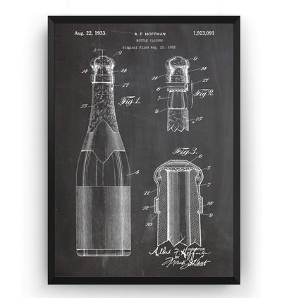 Wine or Champagne Bottle 1933 Patent Print - Magic Posters
