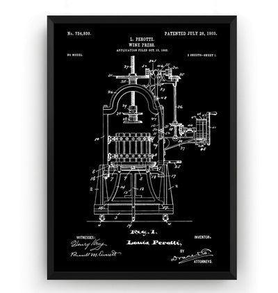 Wine Press 1903 Patent Print - Magic Posters