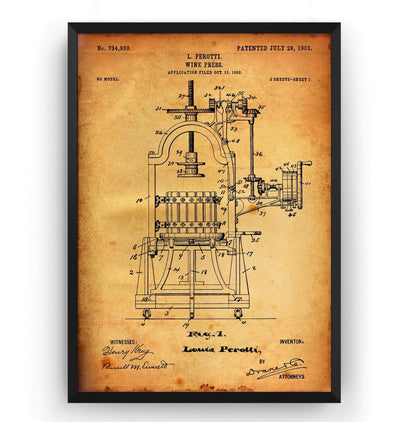 Wine Press 1903 Patent Print - Magic Posters