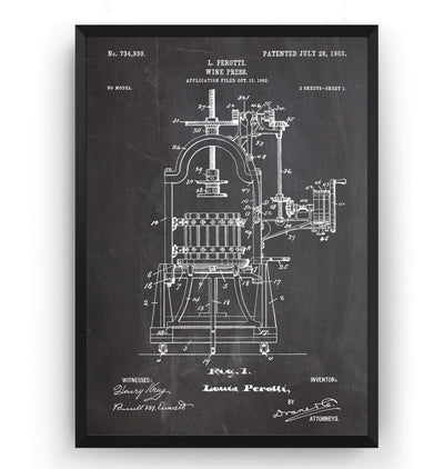 Wine Press 1903 Patent Print - Magic Posters