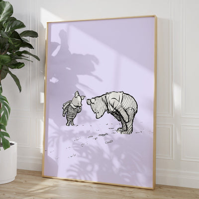 Winnie The Pooh and Piglet Print (Footprints) - Magic Posters