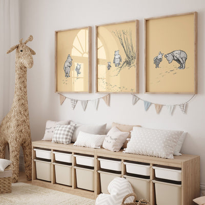 Winnie The Pooh Set Of 3 Vintage Nursery Prints - Magic Posters