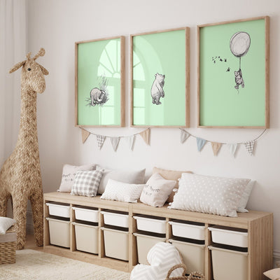 Winnie The Pooh Set Of 3 Vintage Nursery Prints - Version 2 - Magic Posters