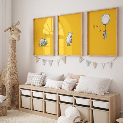 Winnie The Pooh Set Of 3 Vintage Nursery Prints - Version 2 - Magic Posters