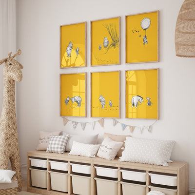 Winnie The Pooh Set Of 6 Vintage Nursery Prints - Magic Posters