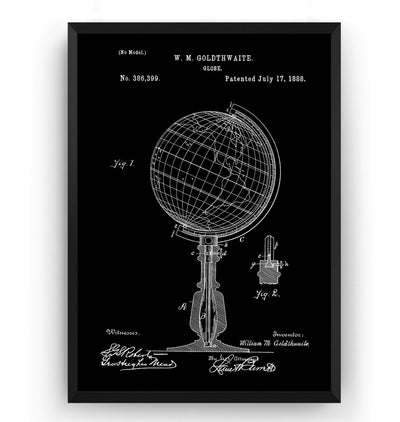 World Globe 1888 Patent Print - Magic Posters
