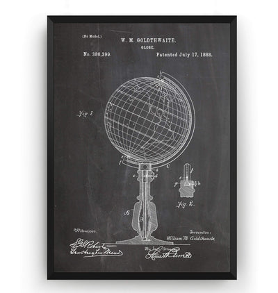 World Globe 1888 Patent Print - Magic Posters