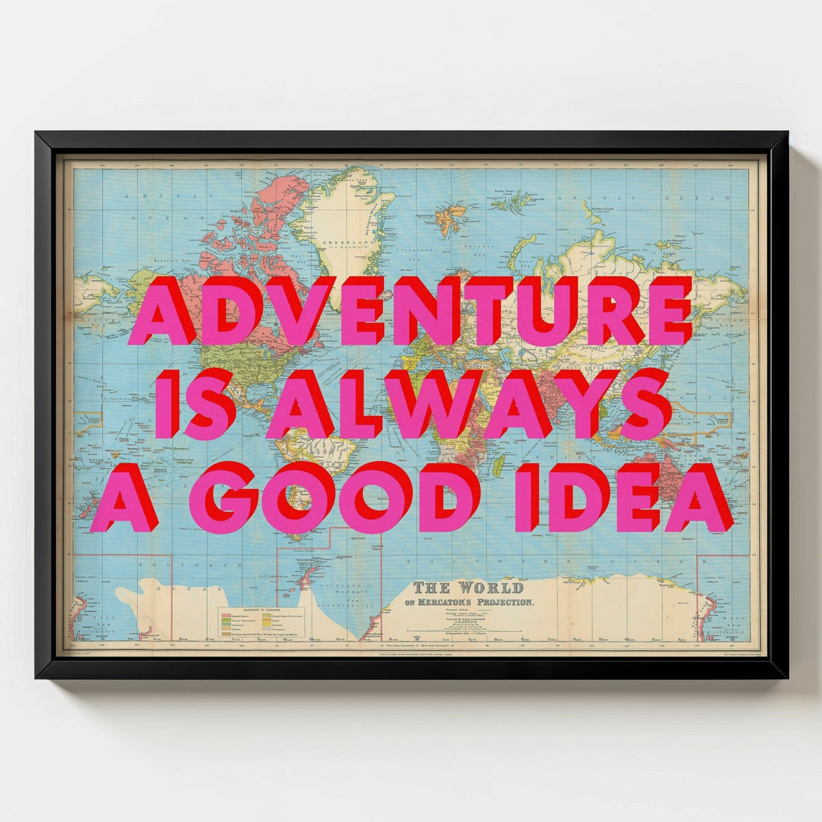 You Are My World Retro Pop Art Map Print - black frame mockup - Magic Posters