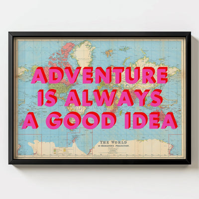 You Are My World Retro Pop Art Map Print - black frame mockup - Magic Posters