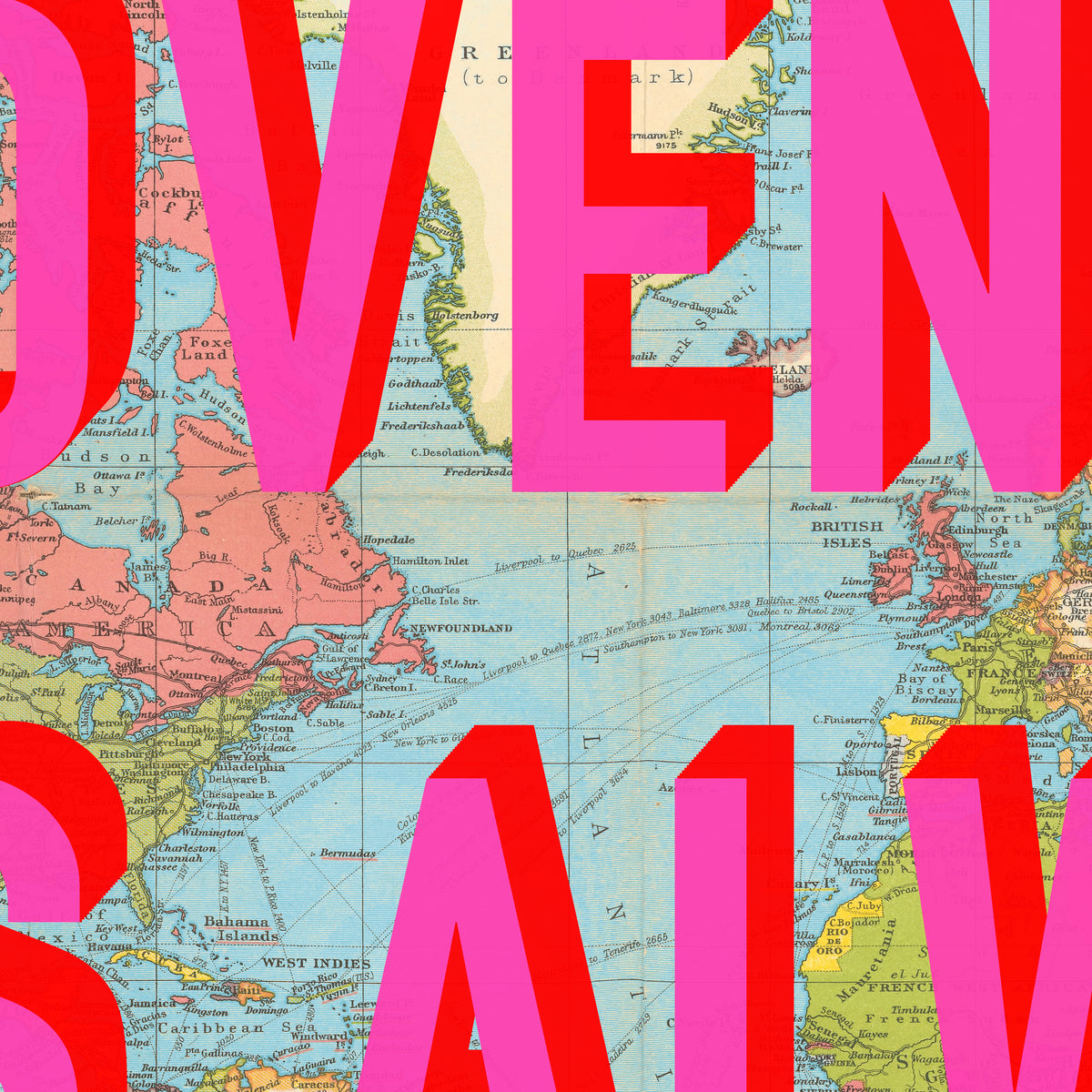 World Retro Pop Art Map Print (Adventure)