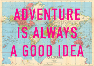 World Retro Pop Art Map Print (Adventure)