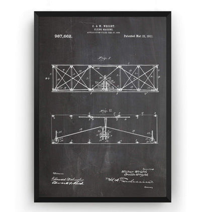 Wright Brothers Flying Machine 1911 Patent Print - Magic Posters