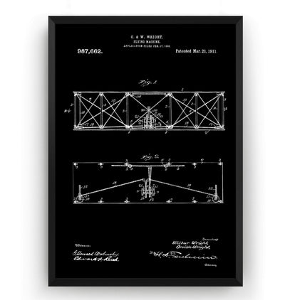Wright Brothers Flying Machine 1911 Patent Print - Magic Posters