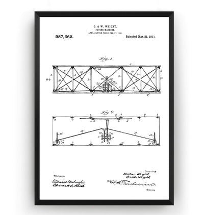 Wright Brothers Flying Machine 1911 Patent Print - Magic Posters