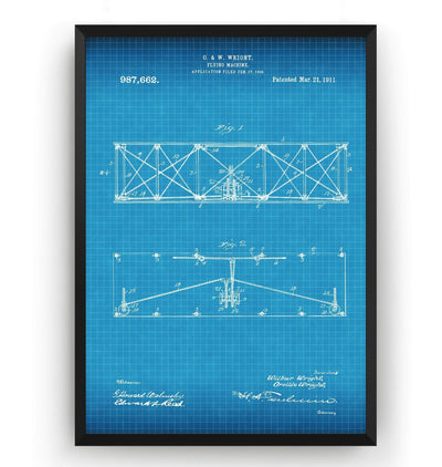 Wright Brothers Flying Machine 1911 Patent Print - Magic Posters