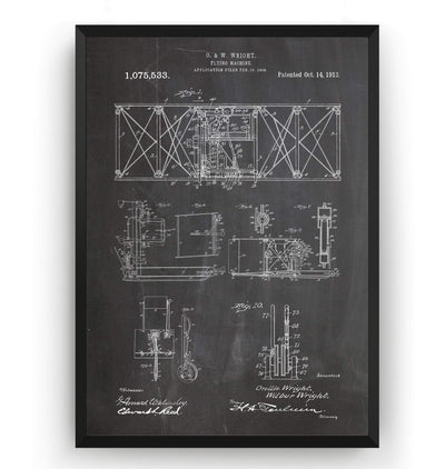 Wright Brothers Flying Machine 1913 Patent Print - Magic Posters