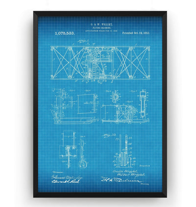 Wright Brothers Flying Machine 1913 Patent Print - Magic Posters