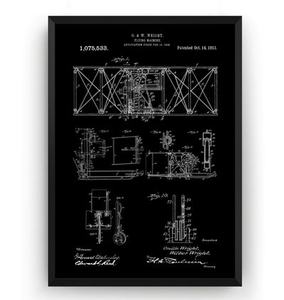 Wright Brothers Flying Machine 1913 Patent Print - Magic Posters