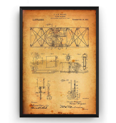 Wright Brothers Flying Machine 1913 Patent Print - Magic Posters