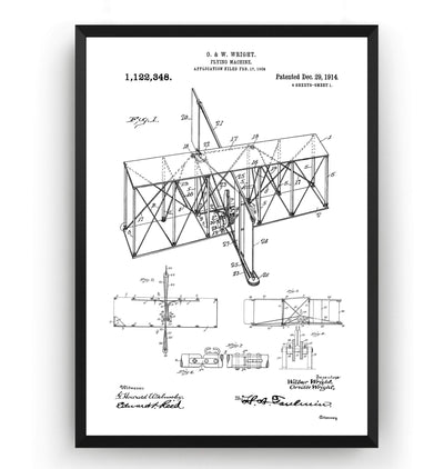 Wright Brothers Flying Machine 1914 Patent Print - Magic Posters