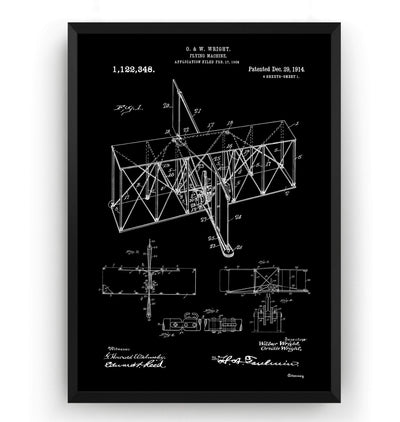 Wright Brothers Flying Machine 1914 Patent Print - Magic Posters