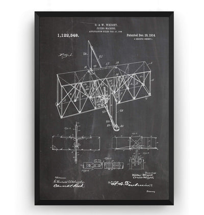 Wright Brothers Flying Machine 1914 Patent Print - Magic Posters