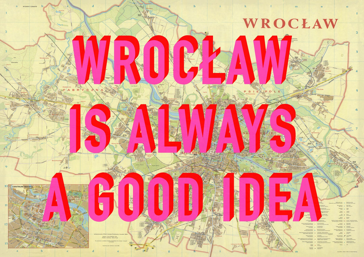 Wrocław Retro Pop Art Map Print (landscape) - Magic Posters