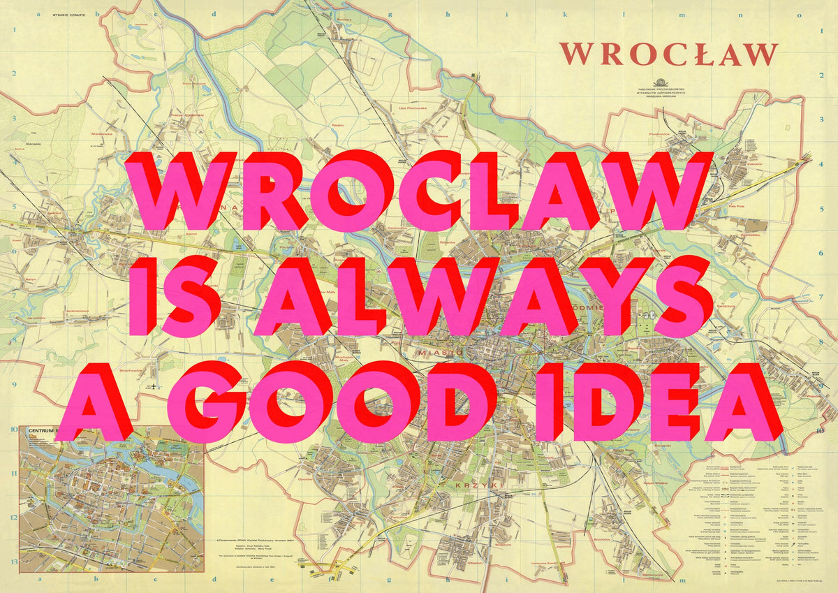 Wrocław Retro Pop Art Map Print (landscape) - Magic Posters